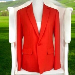 Trina Turk Pistache Blazer Jacket in Bright Orange Women's Size 10